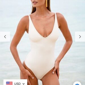 Elegant Cream One-Piece Swimsuit